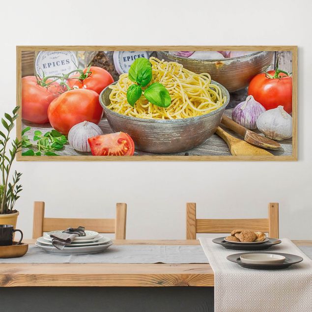 Kök dekoration Spaghetti Bowl With Basil
