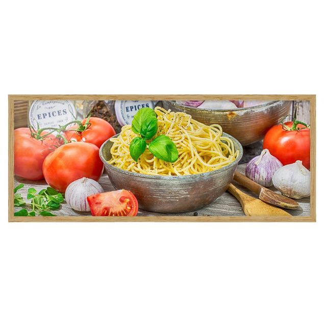 Tavlor färgglada Spaghetti Bowl With Basil