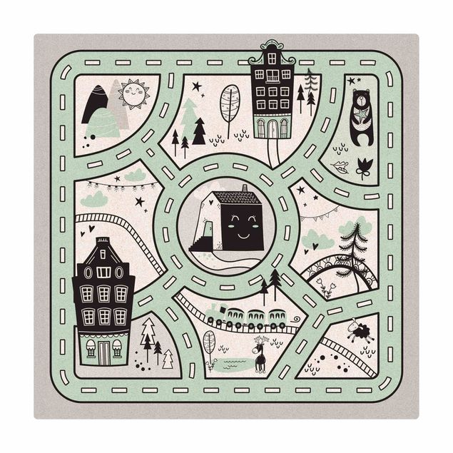 Antracitgrå matta Playoom Mat Scandinavia - The Green City