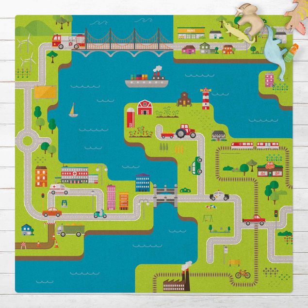 lekmattor Playoom Mat Streets - City And River
