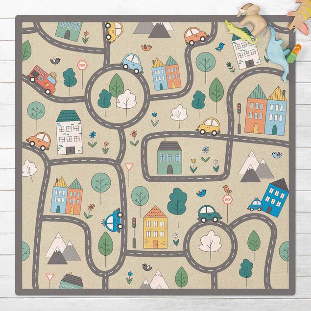 lekmattor Playoom Mat City Traffic- Out And About With The Car