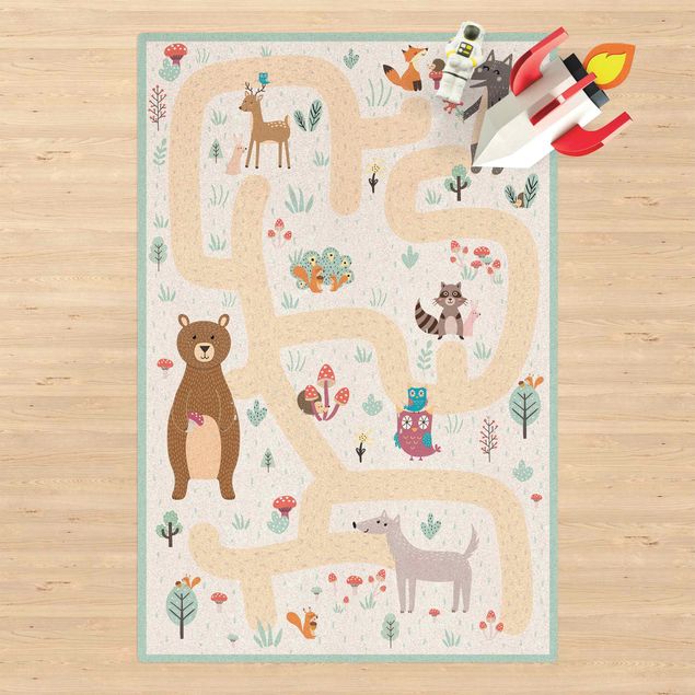lekmattor Playoom Mat Forest Animals - Friends On A Forest Path