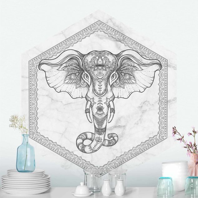 Fototapeter marmor utseende Spiritual Elephant In Marble Look