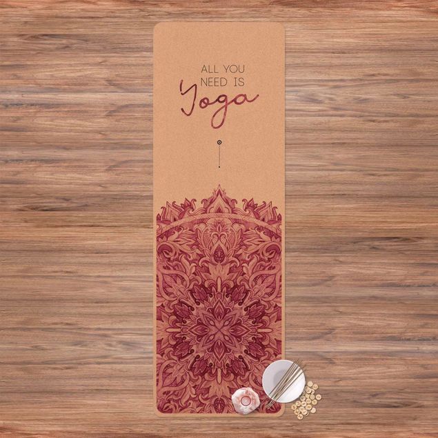 modern matta Text All You Need Is Yoga Red