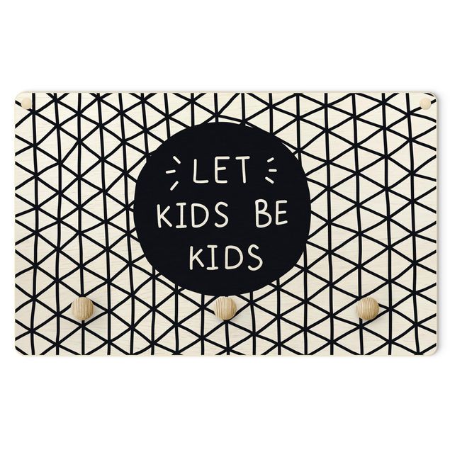 Klädhängare vägg Text Let Kids Be Kids Lattice Black