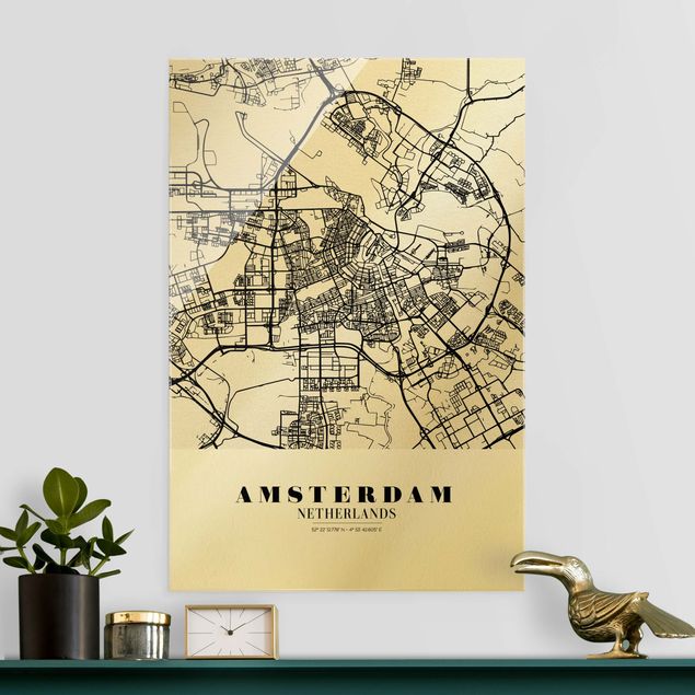 Glastavlor arkitektur och skyline Amsterdam City Map - Classic