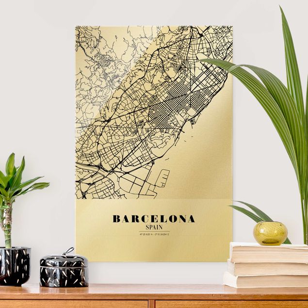 Glastavlor arkitektur och skyline Barcelona City Map - Classic