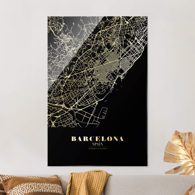 Kök dekoration Barcelona City Map - Classic Black