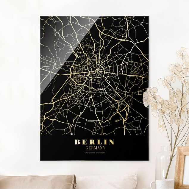 Glastavlor Berlin Berlin City Map - Classic Black