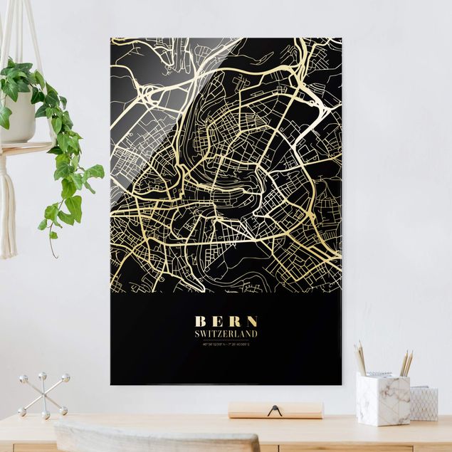 Kök dekoration Bern City Map - Classic Black