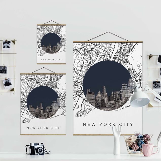 Tavlor blå Map Collage New York City