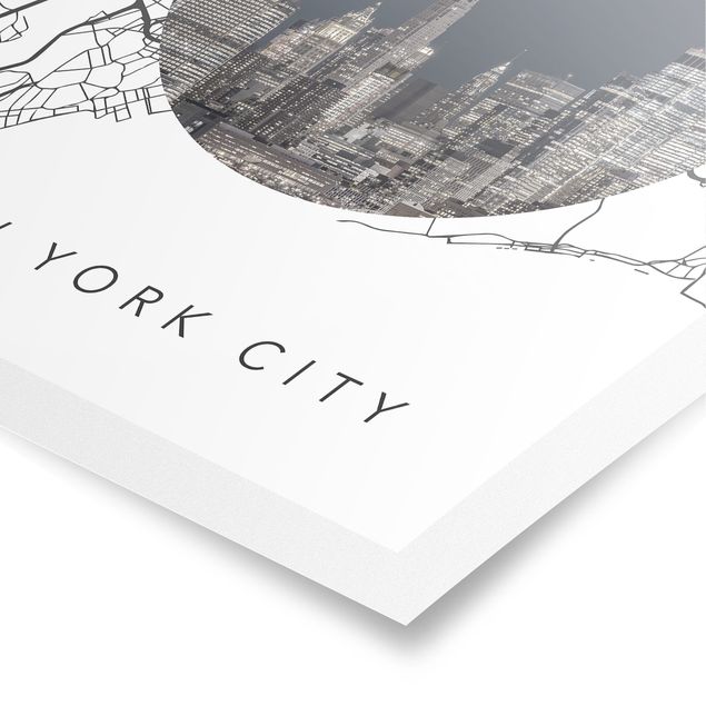 Posters världskartor Map Collage New York City