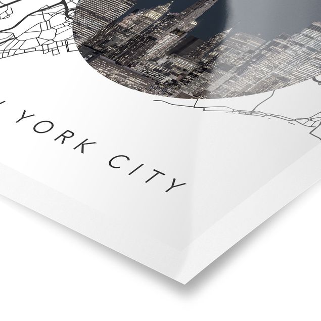 Tavlor blå Map Collage New York City