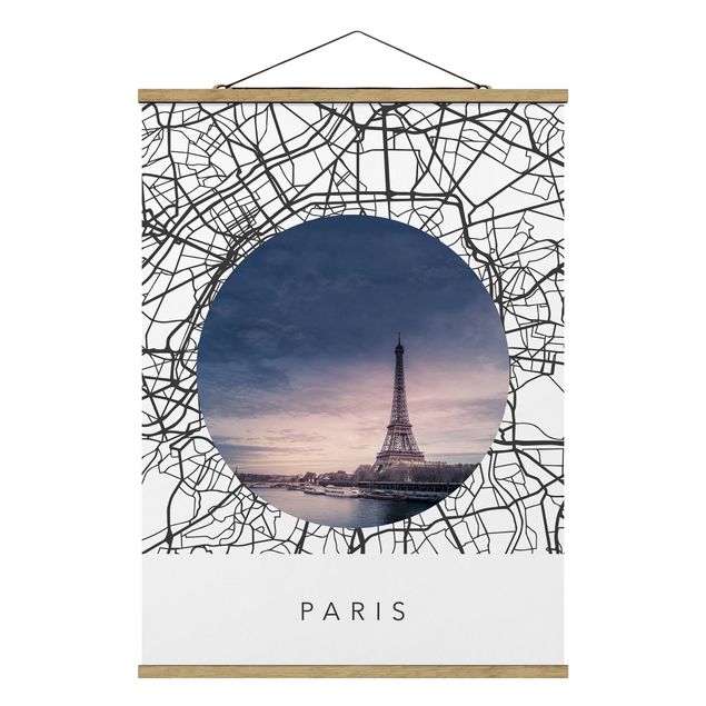 Tavlor världskartor Map Collage Paris