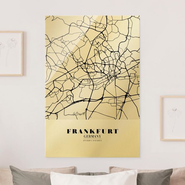 Glastavlor svart och vitt Frankfurt City City Map - Classic