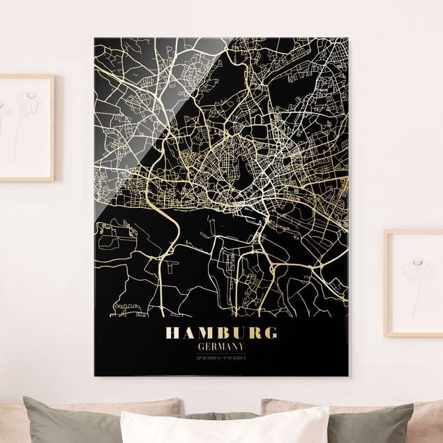Glastavlor Hamburg Hamburg City Map - Classic Black