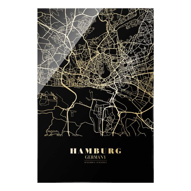 Tavlor arkitektur och skyline Hamburg City Map - Classic Black