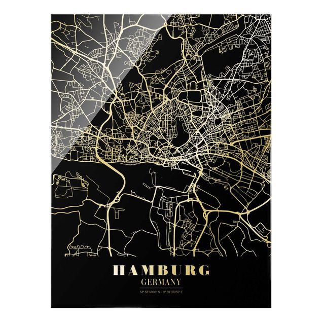 Tavlor arkitektur och skyline Hamburg City Map - Classic Black