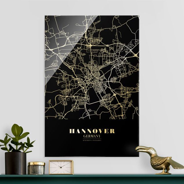 Kök dekoration Hannover City Map - Classic Black