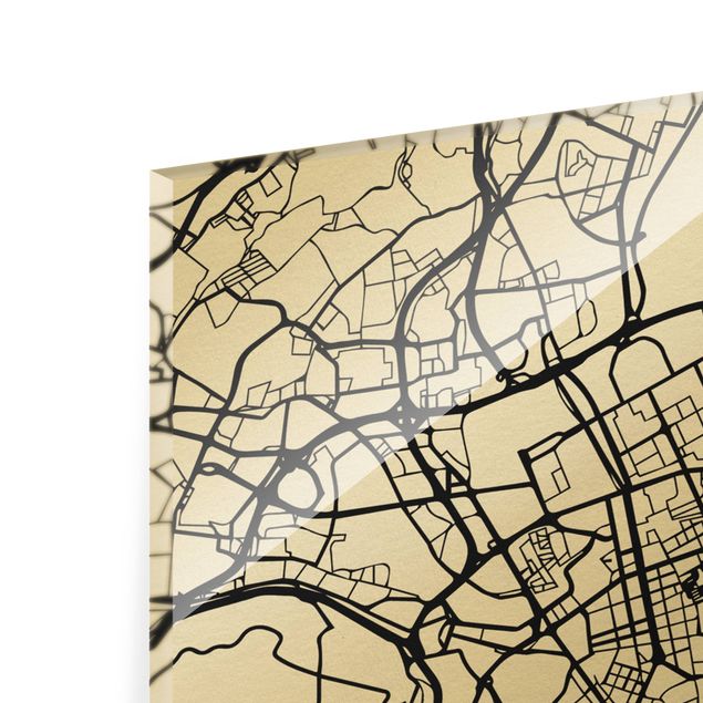 Magnettafel Glas Lisbon City Map - Classic