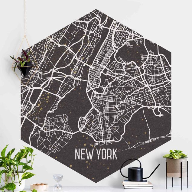 Fototapeter New York City Map New York- Retro