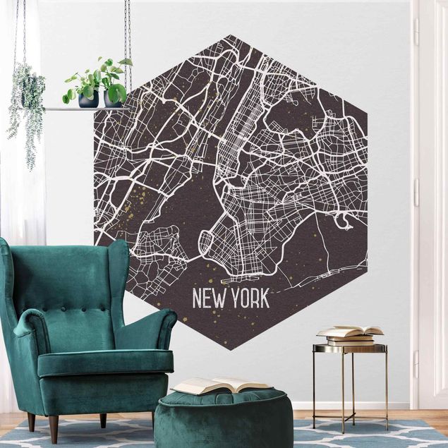 Tapeter modernt City Map New York- Retro