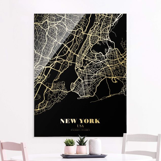 Glastavlor New York New York City Map - Classic Black