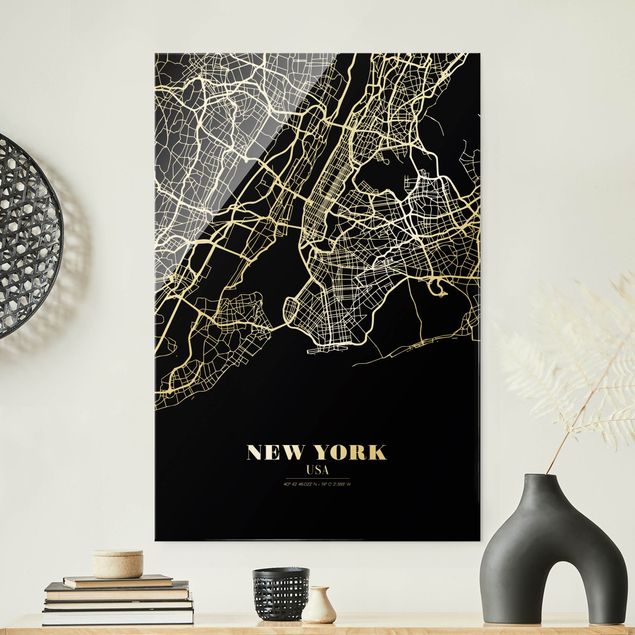 Kök dekoration New York City Map - Classic Black