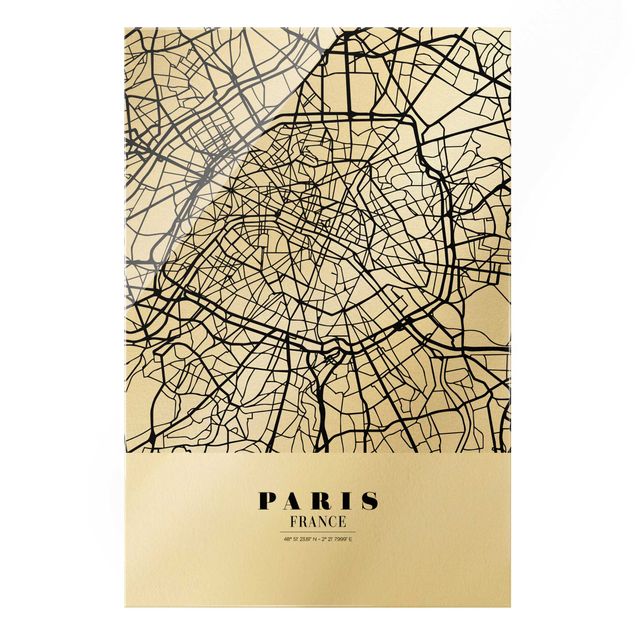 Tavlor arkitektur och skyline Paris City Map - Classic