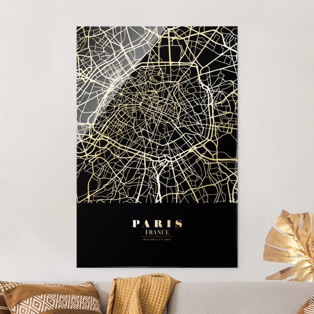 Kök dekoration Paris City Map - Classic Black