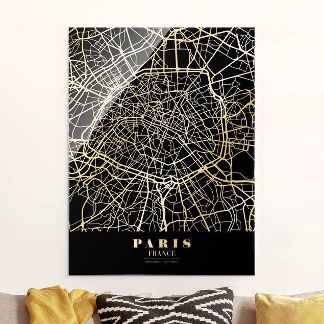 Kök dekoration Paris City Map - Classic Black