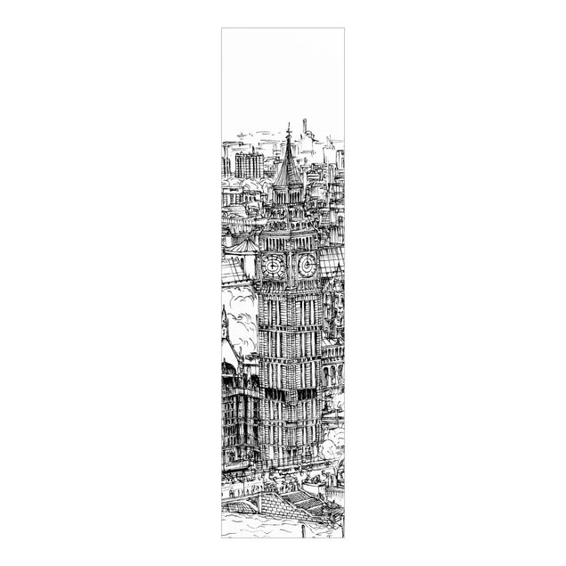 Panelgardiner arkitektur och skyline City Study - London Eye