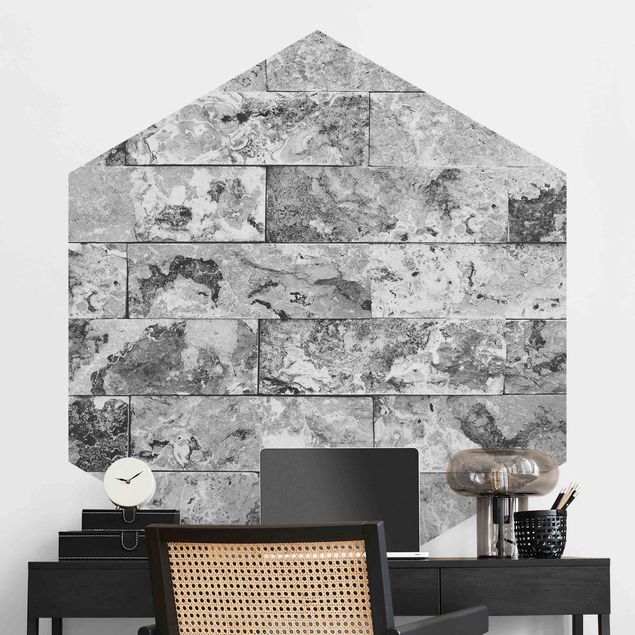Fototapeter marmor utseende Stone Wall Natural Marble Gray