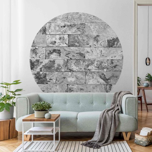 Fototapeter marmor utseende Stone Wall Natural Marble Grey