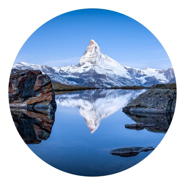 Fototapeter blå Stellisee Lake In Front Of The Matterhorn