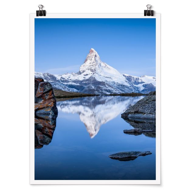 Tavlor landskap Stellisee Lake In Front Of The Matterhorn
