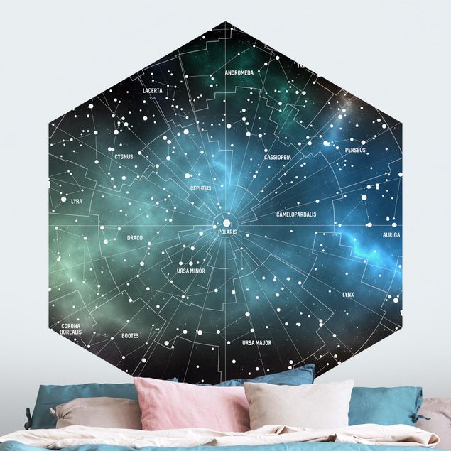 Fototapeter sky Stellar Constellation Map Galactic Nebula