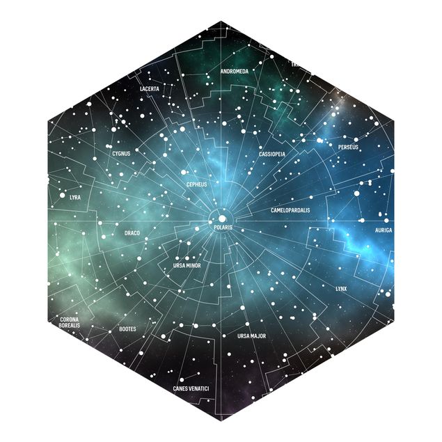 Fototapeter blå Stellar Constellation Map Galactic Nebula