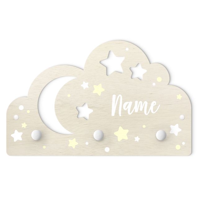 Klädhängare vägg Starry Cloud And Moon With Customised Name