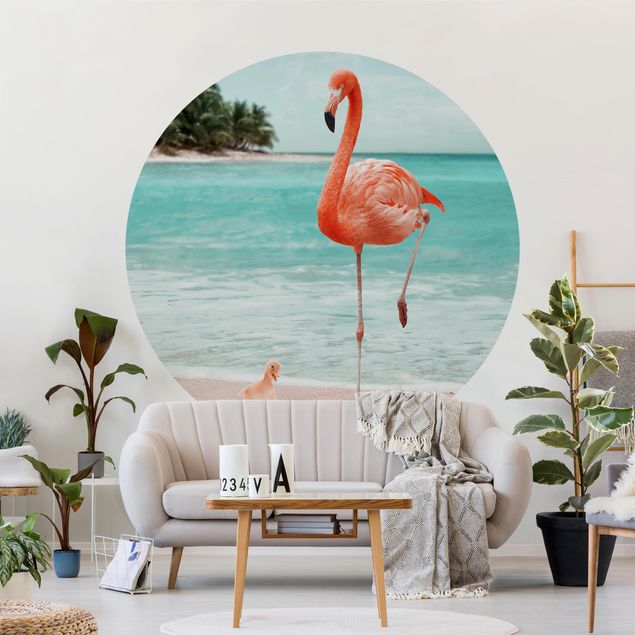 Fototapeter flamingo Beach With Flamingo