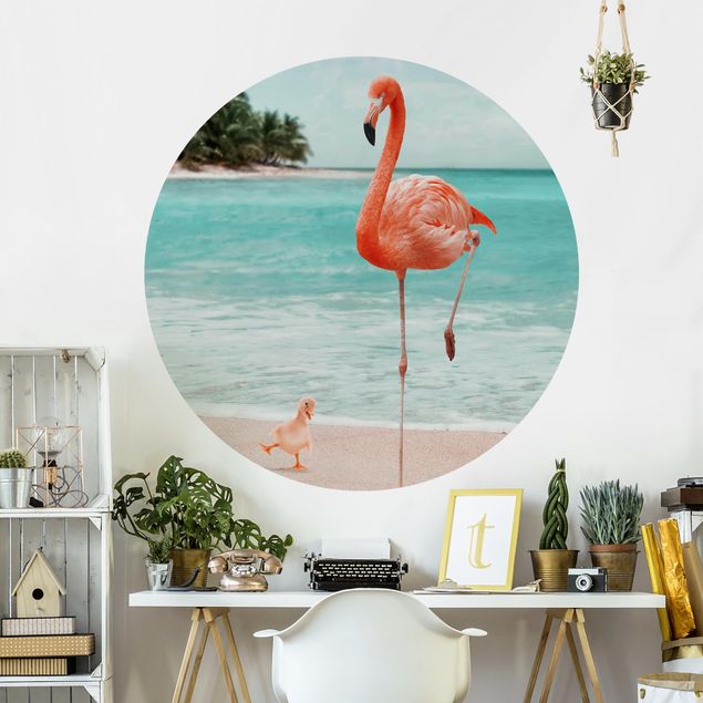 Kök dekoration Beach With Flamingo