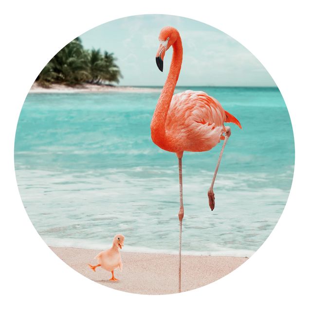 Fototapeter karibien Beach With Flamingo