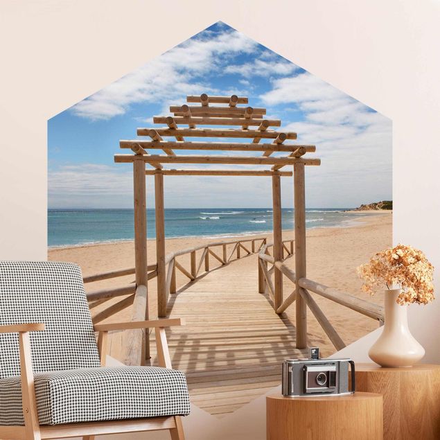 Fototapeter 3D Boardwalk To The Ocean In Andalusia