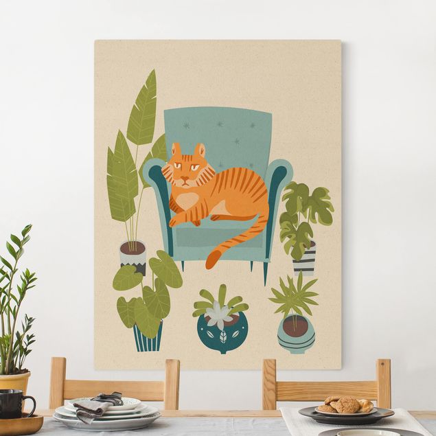 Canvastavlor katter Domestic Tiger Illustration