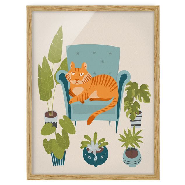 Tavlor med ram djur Domestic Mini Tiger Illustration