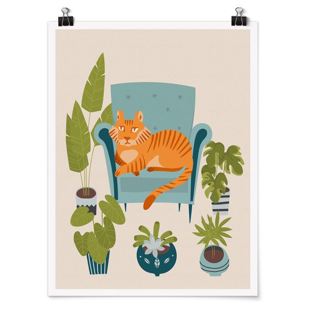 Posters djur Domestic Mini Tiger Illustration