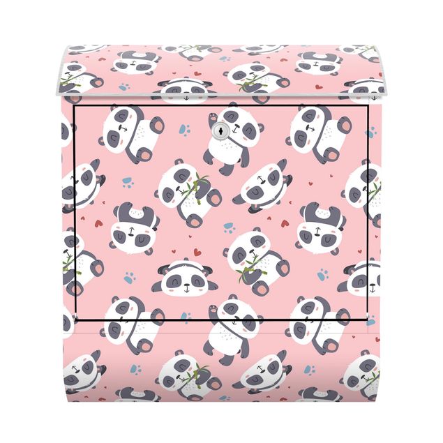Brevlådor rosa Cute Panda With Paw Prints And Hearts Pastel Pink