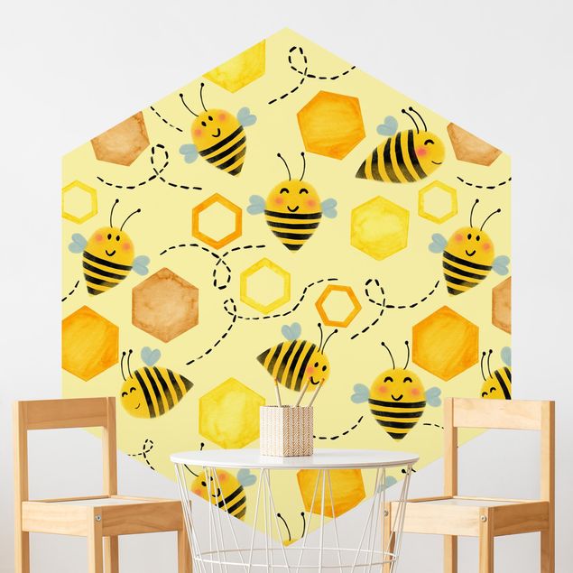 Inredning av barnrum Sweet Honey With Bees Illustration