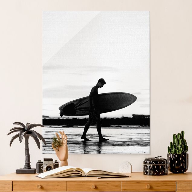 Tavlor landskap Shadow Surfer Boy In Profile