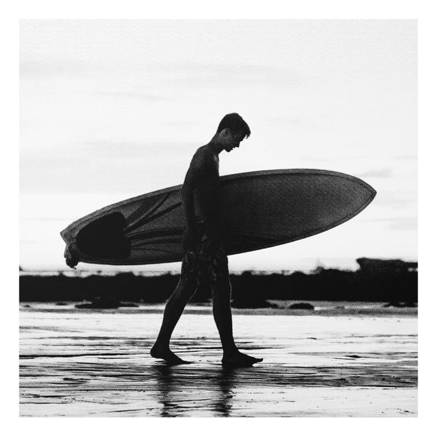 Glastavlor landskap Shadow Surfer Boy In Profile